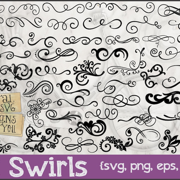 Swirl SVG | Decorative Elements SVG | Swoosh | Ornaments svg | Scrapbooking svg | Silhouette Cutfile | Clipart