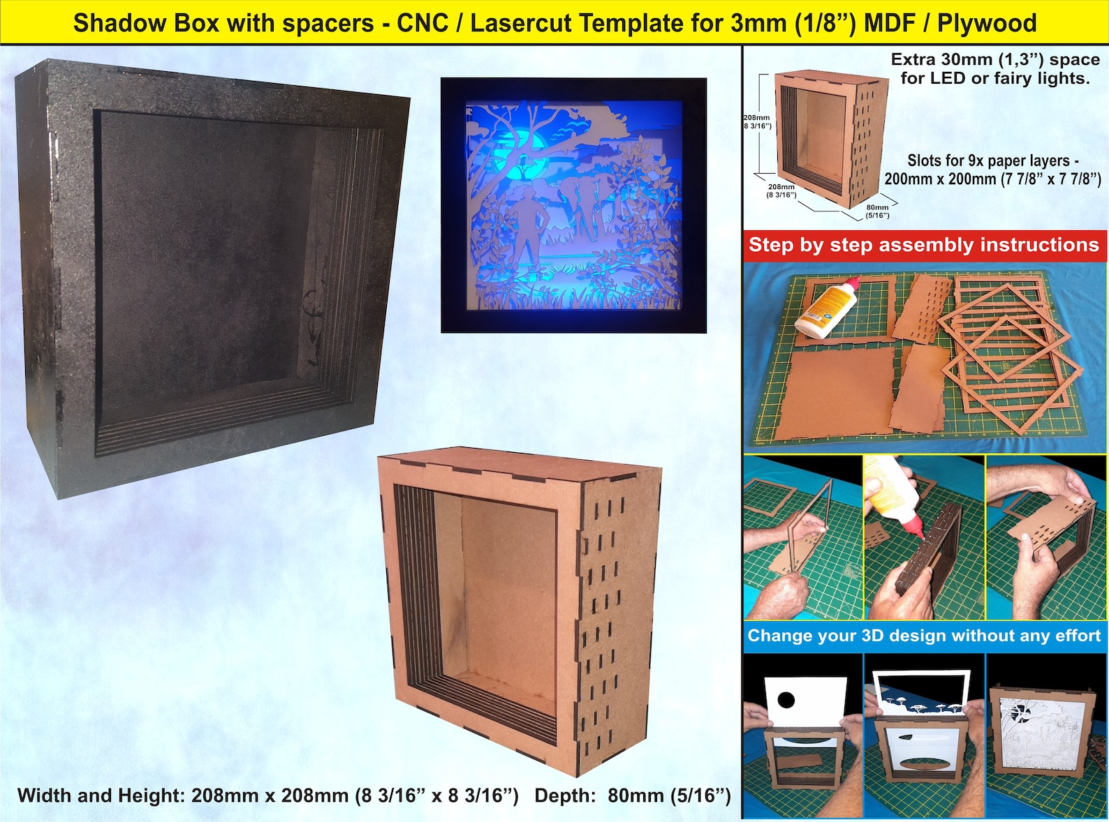 Shadow Box With Spacers Cnc or Laser Cut Template for 3mm Etsy Australia