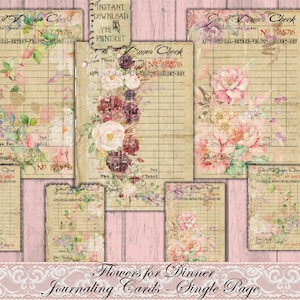 Guest Check, Shabby, Vintage, Journaling Cards, Floral, Ephemera, Junk Journal, Afdrukbaar, Papier, Instant Download, Digitale Kit