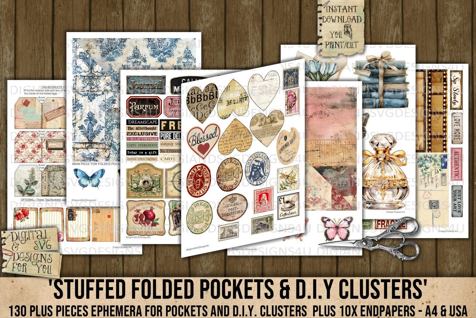 Stuffed Label Stuffed Folded Pockets, D.I.Y. Clusters, Loaded Pockets, Tags, Tickets ...