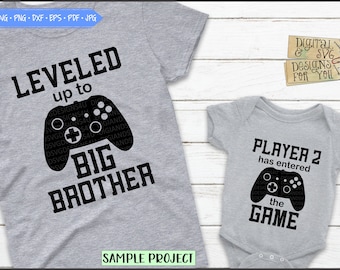 Big brother Svg Eps Png Jpeg, Leveled up Svg, Game controller Svg, brothers matching shirts, matcing shirts Svg, baby svg png, gaming svg