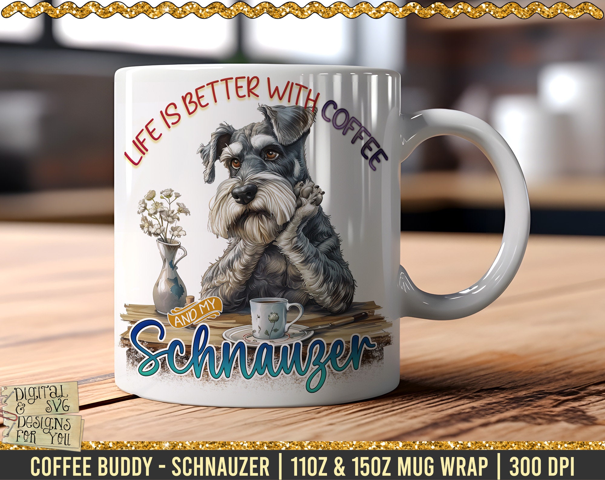 Life Is Better With Schnauzers Around Shadow T-Shirt Life Is Better With Schnauzers Around Shadow T-Shirt