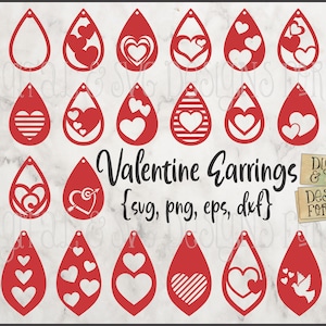 Valentine Orecchini SVG / Laser cut template / Hearts svg / Earrings Heart / Vector / Cricut SVG / Silhouette SVG / Earring Cut file