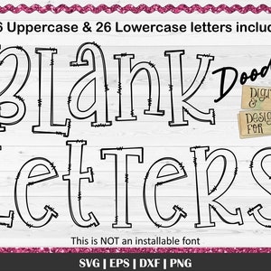 Letras de garabatos Svg, png, dxf, Letras de garabatos transparentes SVG, Letras de garabatos en blanco, Alfabeto personalizable, Descarga de alfabeto de sublimación