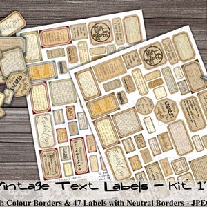 Étiquettes de texte vintage, grunge, imprimable, journal indésirable, mots, expressions, citations, lettres, cartes, embellissement, éphémères, scrapbooking