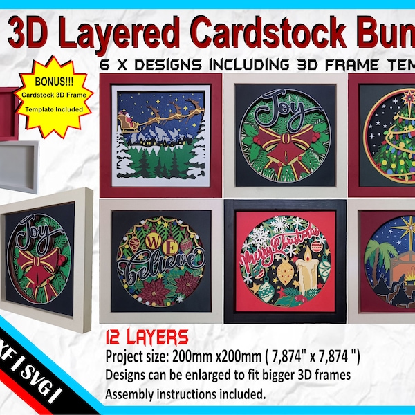 3D Christmas Bundle - Layered Cardstock templates, 3D Box, Santa Claus svg, Xmas svg, Reindeer svg, Snowman svg, Santa's reindeer, Christmas 3D Christmas Bundle - Layered Cardstock templates, 3D Box, Santa Claus svg, Xmas svg, Reindeer svg, Snowman svg, Santa's reindeer, Christmas