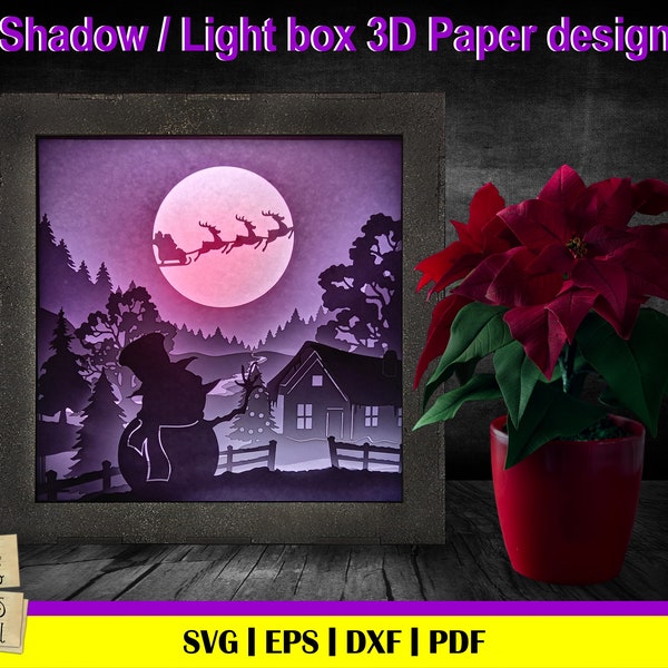 Christmas 4 - 3D Shadow box, Waving Snowman, Light Box, 3D Shadow Box SVG, Santa waving svg, Christmas eve, Xmas svg, Santa and reindeer svg Christmas 4 - 3D Shadow box, Waving Snowman, Light Box, 3D Shadow Box SVG, Santa waving svg, Christmas eve, Xmas svg, Santa and reindeer svg