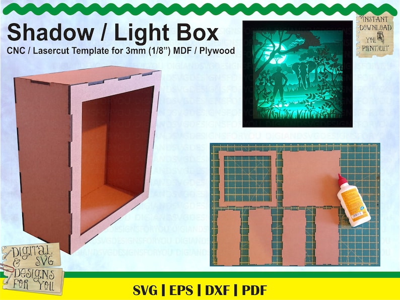 Shadow Box Frame Svg, Cnc or Laser Cut Template for 3mm (1/8") Mdf or ...