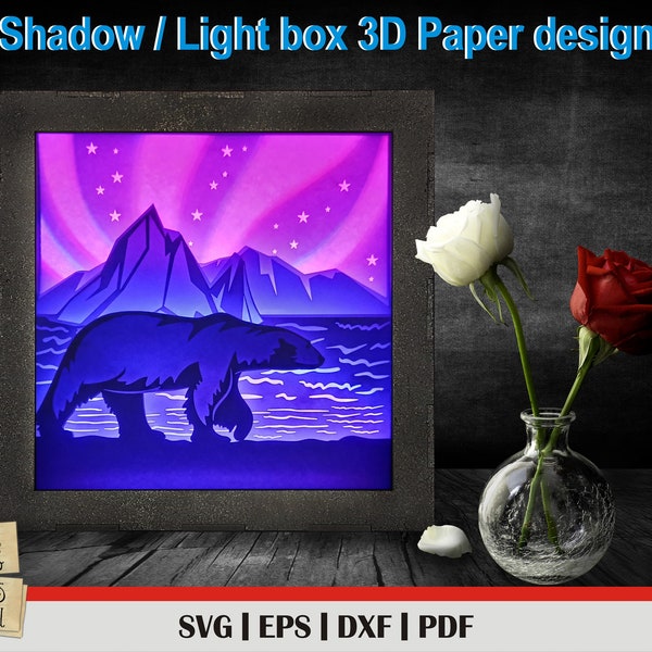 Polar bear 3D Paper Cut Template, Light Box SVG, 3D Shadow Box SVG, 3D Light box template, Digital Download Files, North Pole svg, Snow 3d Polar bear 3D Paper Cut Template, Light Box SVG, 3D Shadow Box SVG, 3D Light box template, Digital Download Files, North Pole svg, Snow 3d