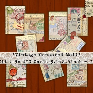 Vintage, Correo Censurado, ATC, Tarjetas, Grunge, Cartas de Guerra Antiguas, Primera Guerra Mundial, Segunda Guerra Mundial, Década de 1920, Década de 1940, Sellos postales, Efemérides, Diario basura, Imprimible