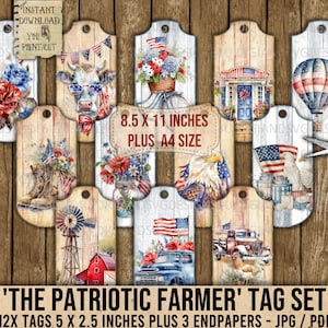 Fermier patriotique éphémères, 4 juillet, Vie à la campagne, Marque-page, Étiquettes, Cadeaux, Journal, Scrapbooking, Cartes, Agenda, Imprimable