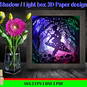 Fairy on Mushroom 3D Papercut Light Box Template (SVG, PDF)
