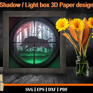 Modello di taglio carta 3D cinghiale da caccia, Light Box SVG, 3D Shadow Box SVG, modello di scatola luminosa 3D svg, scope svg, hunting svg, Forest svg, Hog svg