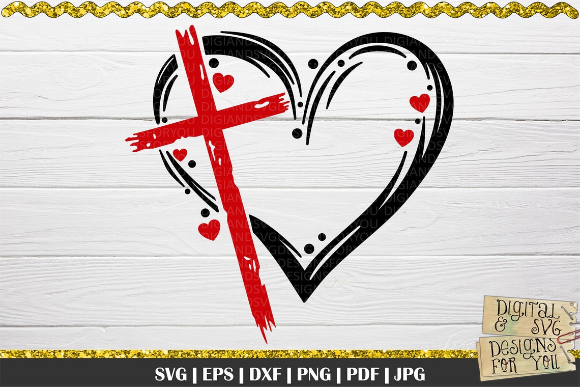 Heart With Cross SVG Heart Cross Svg Christian Svg Doodle - Etsy