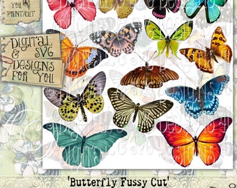 Butterfly Fussy Cut pages Kit 2, Butterfly Images, Fussy Cut Pages, Junk Journal Ephemera, Butterfly ephemera, Printable butterflies, nature