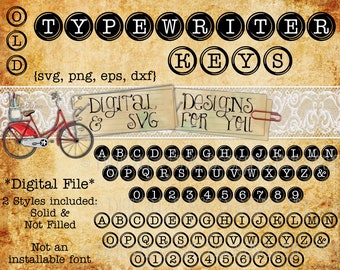 Old Typewriter Keys SVG | Typewriter Alphabet svg | Vintage Typewriter svg | Old Typewriter DXF | Typewriter Alphabet Cutfile