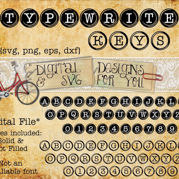 Old Typewriter Keys SVG | Typewriter Alphabet svg | Vintage Typewriter svg | Old Typewriter DXF | Typewriter Alphabet Cutfile