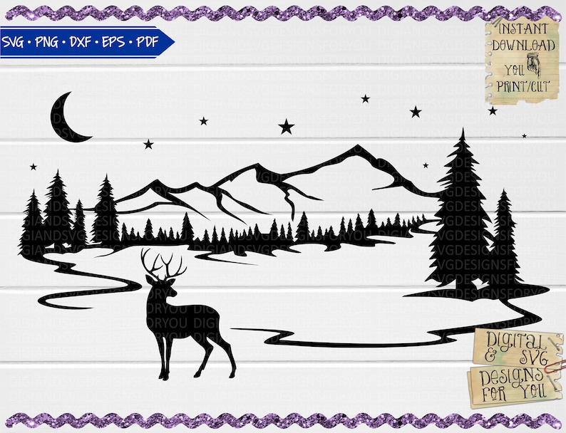 Free Free 209 Mountain Deer Scene Svg SVG PNG EPS DXF File