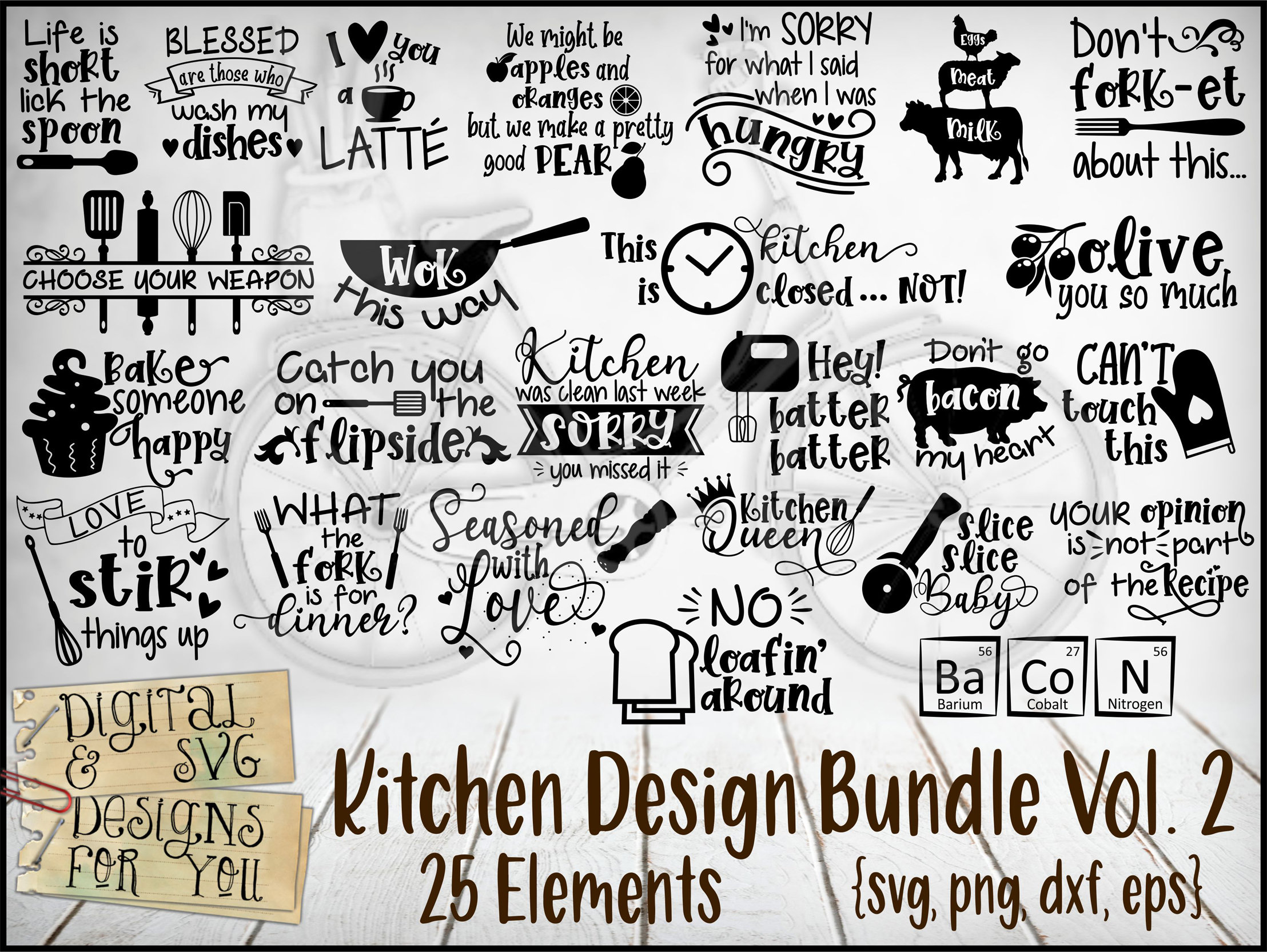 Kitchen Design Bundle Vol2 SVG Cut File Cut File for Cameo | Etsy