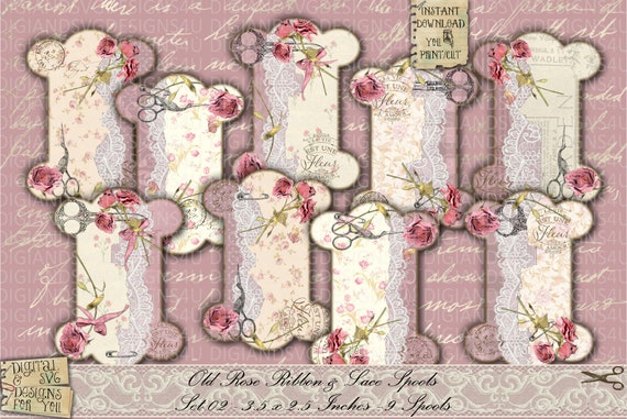 Ribbon Spools Lace Spools RS02 Organizing Shabby Vintage