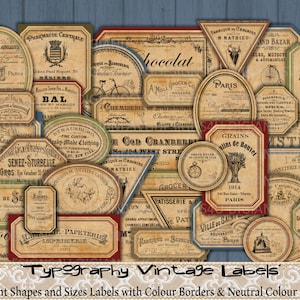 Typographie, vintage, étiquettes, sépia, impressions, texte, chiffres, imprimable, journal intime, étiquettes, éphémères, embellissement, scrapbooking, DigiAndSVGDesigns4U