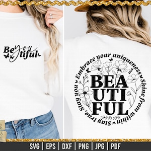 BeYOUtiful Svg, Svg recto et verso, source d'inspiration svg, beau svg, motivant, affirmation positive, autonomisation des femmes, femme forte