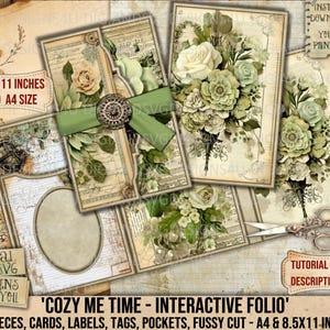 Cozy Me Time, Interactive Folio, Spa Day, Selfcare, Wellness, Mental Health, Journal, Tags, Pockets, Scrapbook, Daily Planner, Print