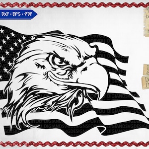 Flag and eagle Svg cut file, Flag design, Eagle, 4th of July, Flag outline, Eagle wall art, American flag, Eagle head, patriotic flag svg