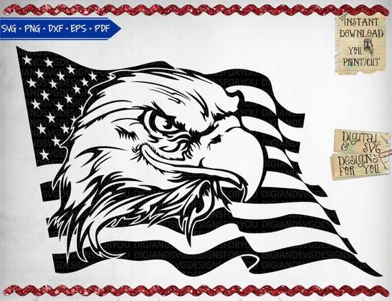 Download Flag And Eagle Svg Cut File Flag Design Eagle 4th Of July Etsy