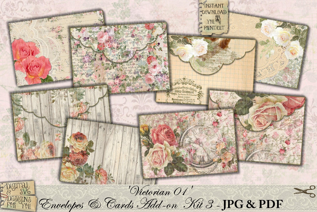 Shabby Chic, Victorian, Envelopes, Cards, Add-on 03, Junk Journal, Kit ...