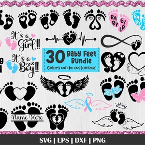 30 Baby Feet Bundle SVG, Baby footprint svg, baby svg, baby feet svg, Baby memorial svg, prints svg, Baby feet bundle, Baby shower, gender
