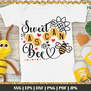Sweet as can bee svg, bee svg, hommel, honingkam svg, baby bee svg, bijenkorf svg, honingbij svg, bij citaten, bij t-shirt ideeën