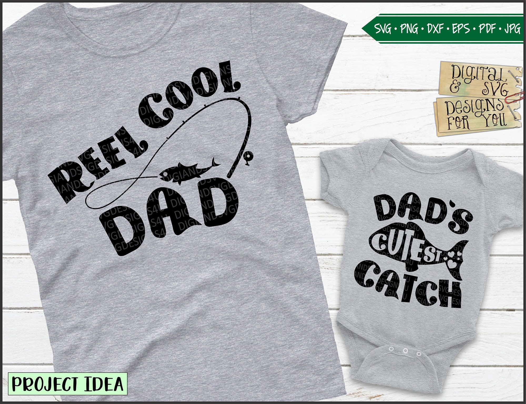 Reel Cool Dad Svg Dxf Png, Dad and Son Svg, Daddy and Me Svg, Fishing Dad,  Fishing Svg, Matching Shirts, Fathers Day Shirt, Fishing Pole 