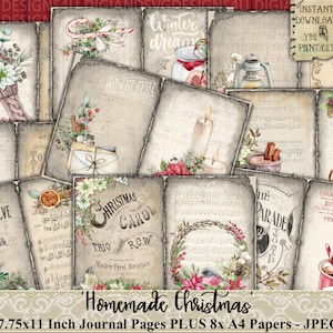 Zelfgemaakt, Kerstmis, Vintage, Junk Journal, Papier, Kit, Digitaal, Cadeau, December Daily, Afdrukbaar, Versiering, Digi en SVG Ontwerpen 4 U