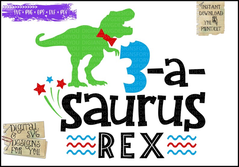 Download 3 a saurus Rex svg Dinosaur svg 3rd Birthday Svg Dinosaur ...