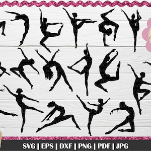 Siluetas bailarinas paquete svg cortar archivos, bailarines svg, paquete de baile, baile svg, ballet, baile moderno, baile, bailarinas