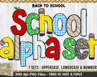 School Doodle Letters, Back to School PNG Alphabet Bundle, Teacher Doodle letters, Alpha doodle, Back to school, Hand drawn letters, Doodle