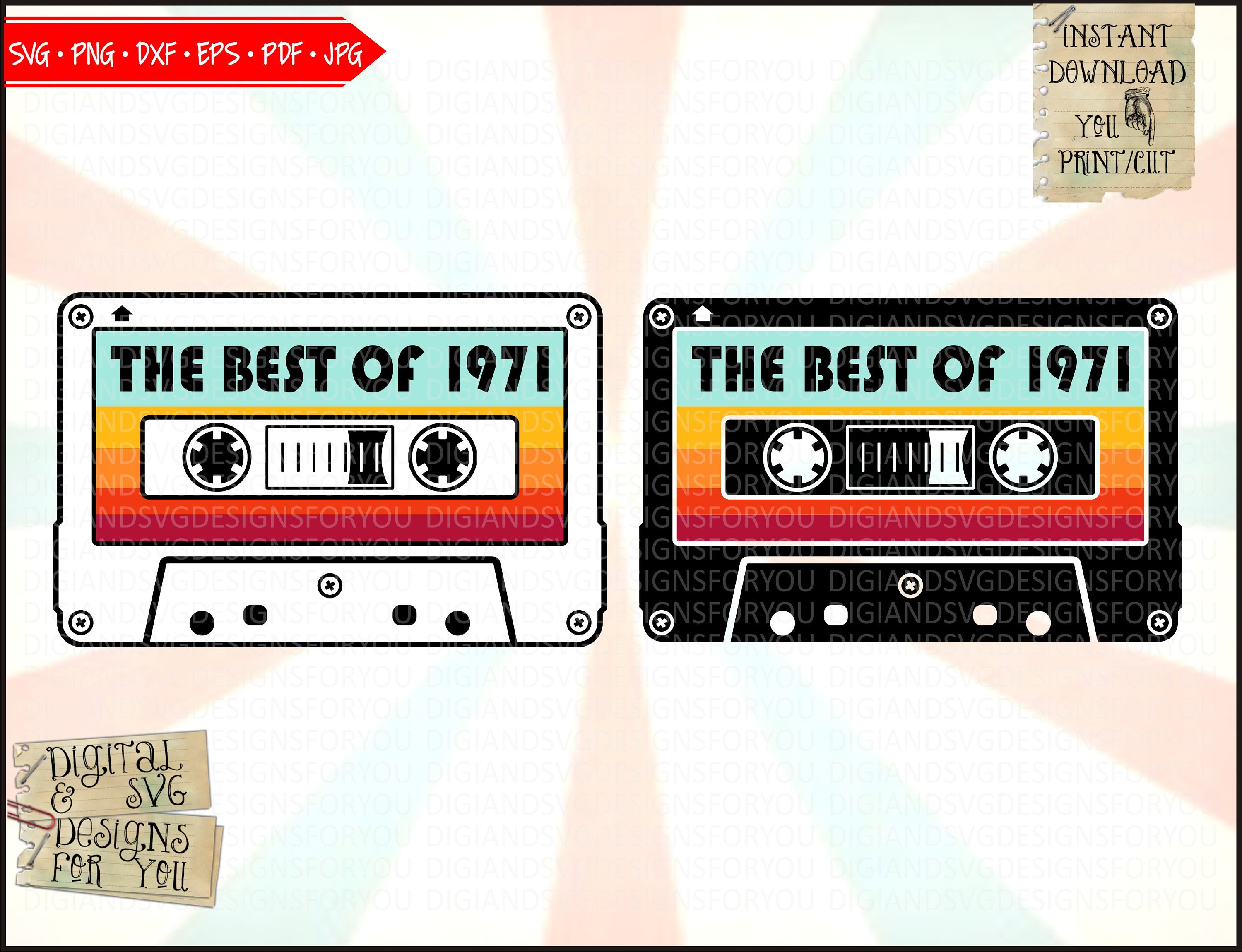 Download Best of 1971 Vintage cassette Birthday 1970's svg png eps ...