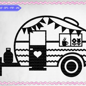Caravana svg, png, eps, dxf, glamping svg, clipart de caravana, caravana glamping svg, arquivo de corte de atividades ao ar livre, camping svg, rainha do glamping svg