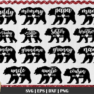 Bear Family Bundle SVG, Mama Bear svg, Bear Family svg, Little Bear svg, Bear cut file, Nana, Grand-mère, Grand-père, Brother Bear, Sister Bear