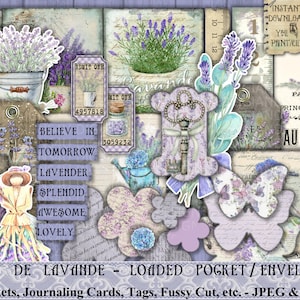 Zak, Envelop, Lavendel, Shabby, Vintage, Versiering, Ongewenste dagboek, Papier, Tags, Schrootpakket, Naaien, Efemer, Cadeau, Afdrukbare, Geladen, Envelop