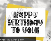 Printable Birthday Card, Happy Birthday Card pdf, Rainbow Birthday Card, Printable Greeting Card, Birthday Card for Kids, Card Making