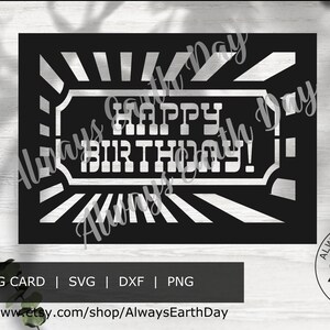 Arquivo de corte svg de cartão de feliz aniversário, svg de feliz aniversário, svg de aniversário, cartão de aniversário DIY, svg retrô, cartão de aniversário retrô