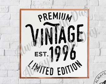 Vintage 1996 svg, 1996 Birthday svg, Aged to Perfection, All Original Parts, Retro svg, 1996 Birthday Shirt svg, Retro svg, Vintage 1996 png