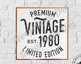 Vintage 1980 svg, 1980 Birthday svg, Aged to Perfection, All Original Parts, Retro svg, 1980 Birthday Shirt svg, Retro svg, Vintage 1980 png