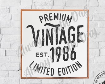Vintage 1986 svg, 1986 Birthday svg, Aged to Perfection, All Original Parts, Retro svg, 1986 Birthday Shirt svg, Retro svg, Vintage 1986 png