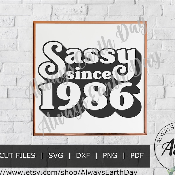Sassy Sinds 1986 svg, 1986 Verjaardag Shirt svg, Sassy svg, Sassy Sinds 1986 png, Made in the 80s svg, 80s Baby svg, Retro svg