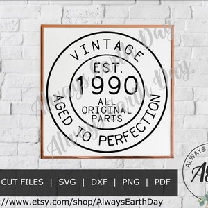 Vintage 1990 svg, 1990 Birthday svg, 1990 Birthday Shirt svg, Vintage 1990 png, Aged to Perfection, Made in the 90s, 90s Baby, Retro svg