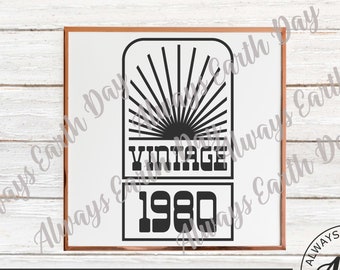 Vintage 1980 svg, 1980 Birthday svg, 1980 Birthday Shirt svg, Happy Birthday svg, Aged to Perfection, All Original Parts, Retro svg