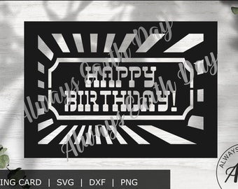 Happy Birthday Card svg cut file, Happy Birthday svg, Birthday svg, DIY Birthday Card, Retro svg, Retro Birthday Card